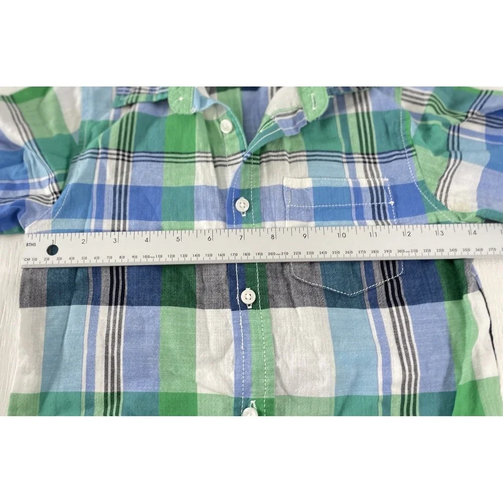 Gymboree Summer Picnic Boys Short Sleeve Button Down Plaid Shirt‎ Size Small 5/6